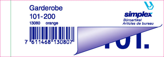 SIMPLEX Garderobenblock 101-200 13080 orange 100 Blatt