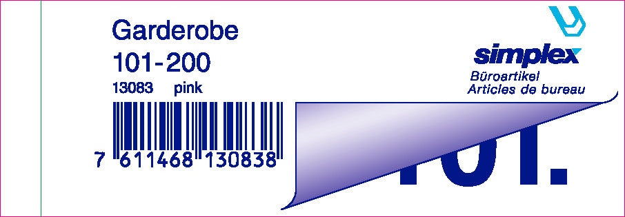 SIMPLEX Garderobenblock 101-200 13083 pink 100 Blatt
