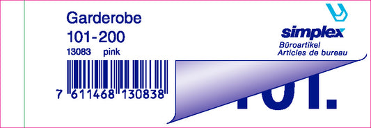 SIMPLEX Garderobenblock 101-200 13083 pink 100 Blatt
