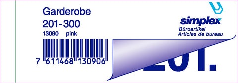 SIMPLEX Garderobenblock 201-300 13090 pink 100 Blatt