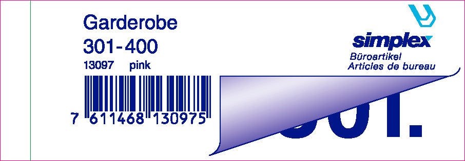 SIMPLEX Garderobenblock 301-400 13097 pink 100 Blatt