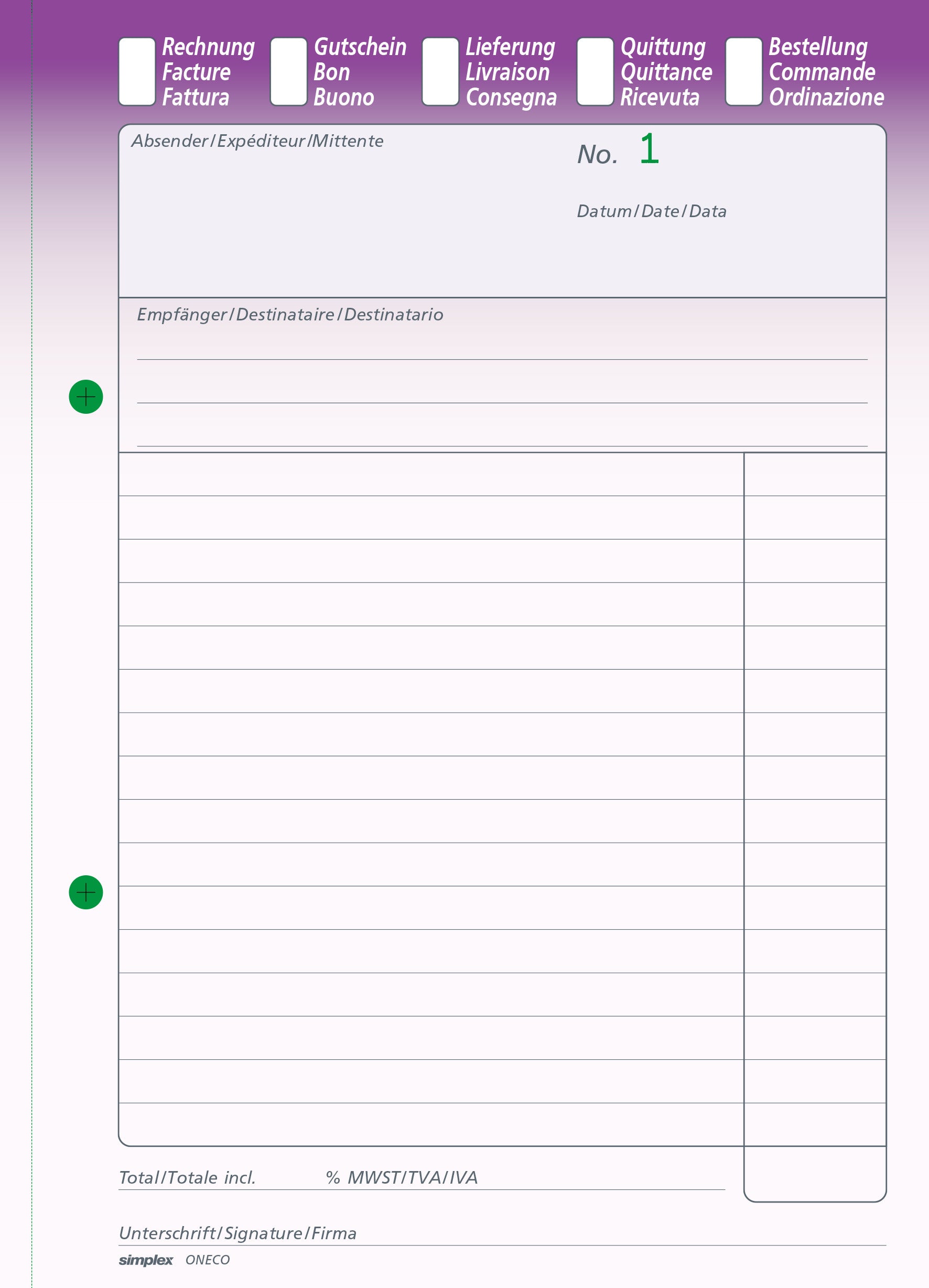 SIMPLEX Kombiblock D/F/I A5 15508 weiss 50x3 Blatt