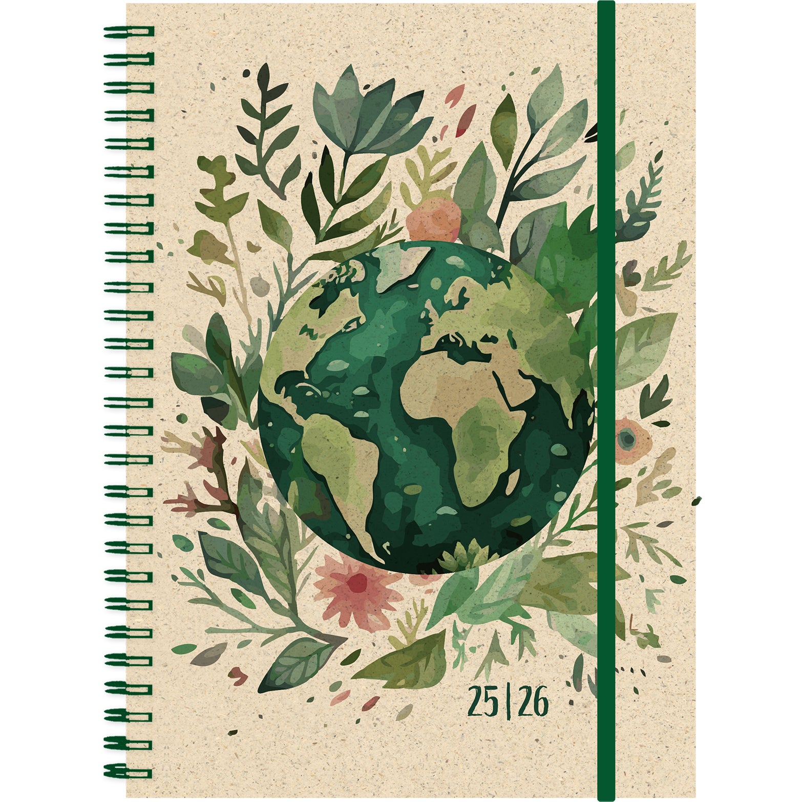 SIMPLEX Schüleragenda Graspapier 25/26 500407.26 1W/2S 12M World ML 14.8x21cm