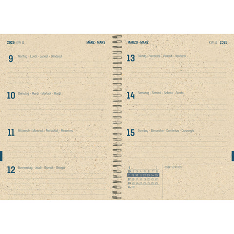 SIMPLEX Schüleragenda Graspapier 25/26 500408.26 1W/2S 12M Jungle ML 14.8x21cm