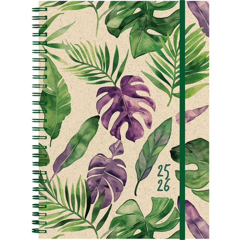 SIMPLEX Schüleragenda Graspapier 25/26 500408.26 1W/2S 12M Jungle ML 14.8x21cm