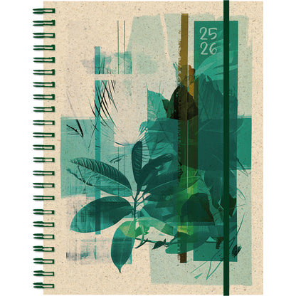 SIMPLEX Schüleragenda Graspapier 25/26 500410.26 1W/2S 12M Plants ML 12x16.5cm