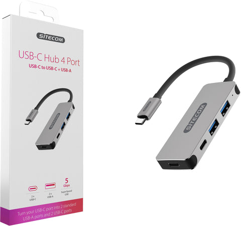 SITECOM USB-C Hub 4 Port CN-384 2x USB 3.1-A + 2x USB-C 5Gbps