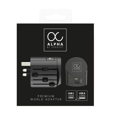 SKROSS World Adapter Premium Series 1.104103 Alpha Europe USB Charger A&C