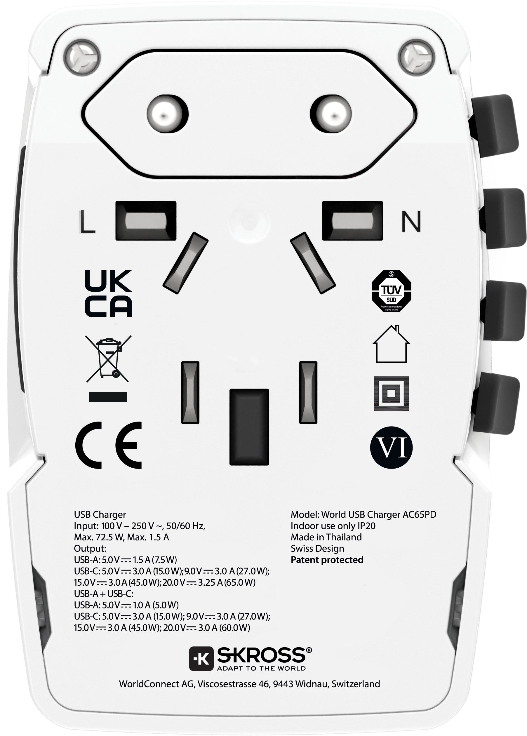 SKROSS World Travel Adapter AC65PD 1.302333 Dual USB