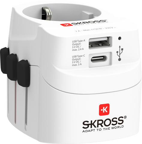 SKROSS World Travel Adapter 1.302462 PRO Light USB (AC)