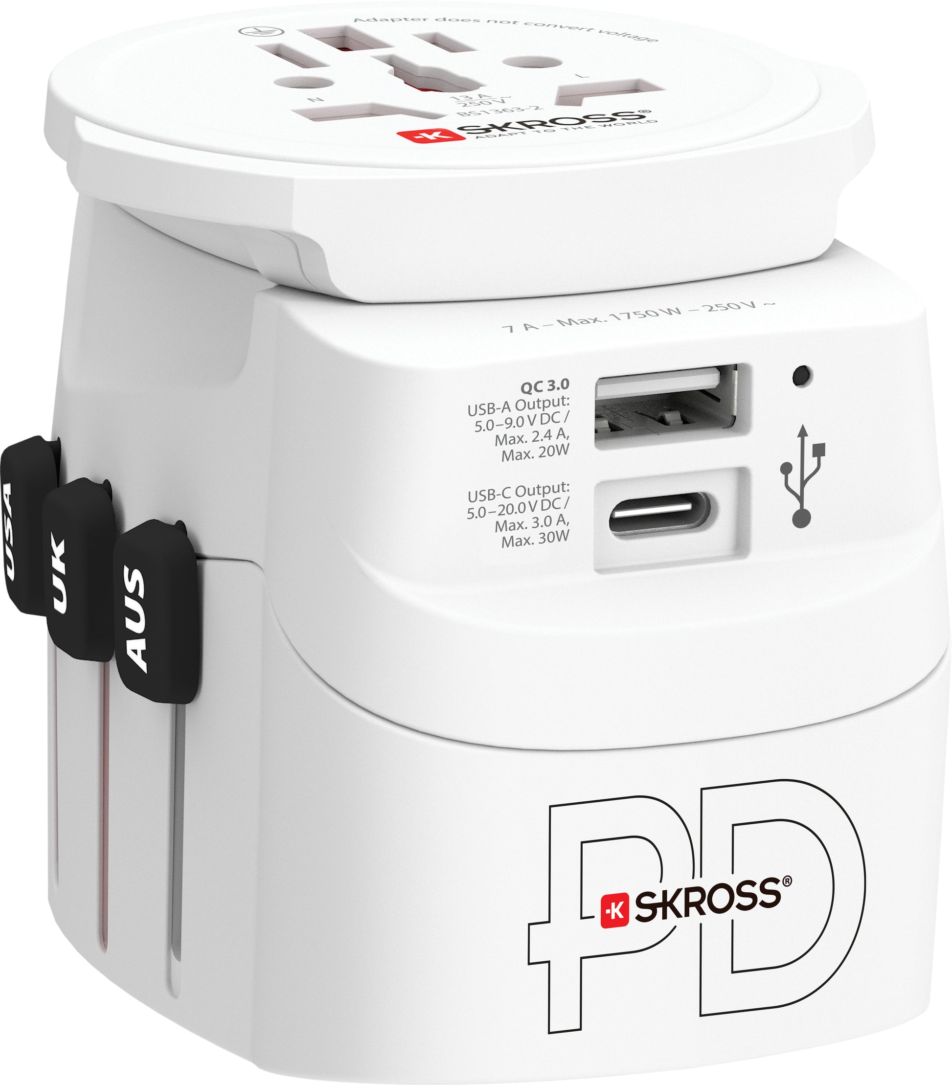 SKROSS World Travel Adapter 1.302473 PRO Light USB AC30PD World