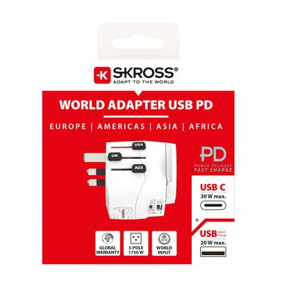 SKROSS World Travel Adapter 1.302473 PRO Light USB AC30PD World