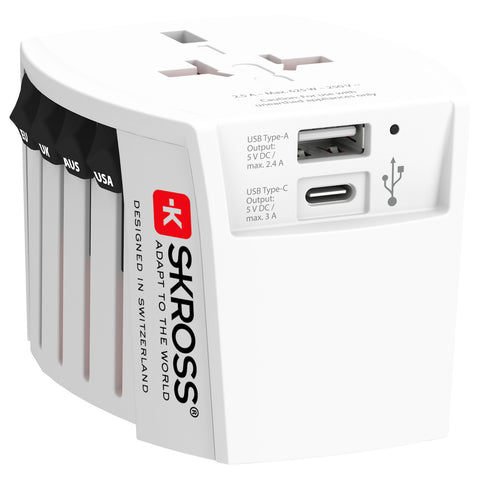 SKROSS World Travel Adapter 1.302967 MUV USB AC (CH Version)