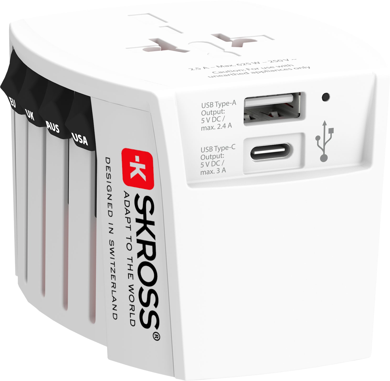 SKROSS World Travel Adapter 1.302967 MUV USB AC (CH Version)