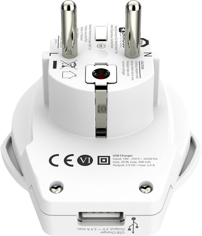 SKROSS Country Travel Adapter 1.500266 World to EU with USB white