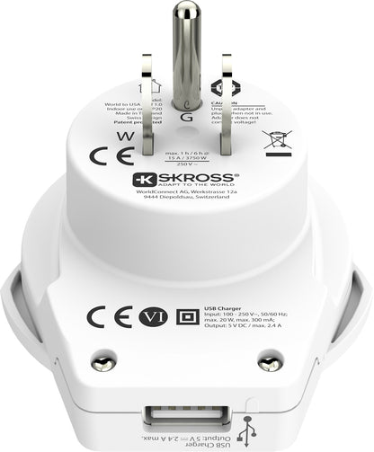 SKROSS Country Travel Adapter 1.500268 World to USA with USB