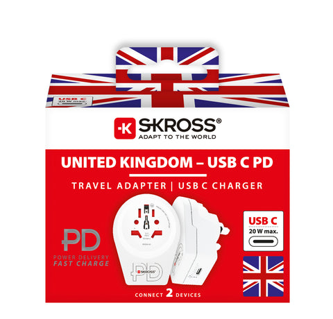 SKROSS Country Travel Adapter 1.500291 World to UK USB C20PD