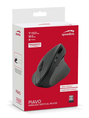 SPEEDLINK PIAVO Ergonomic Mouse SL-630019-RRBK wireless, vertical, black