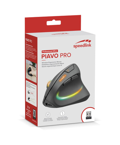 SPEEDLINK PIAVO PRO Illum. Ergo Mouse SL-630026-BK Wireless,Rechargeable,Black