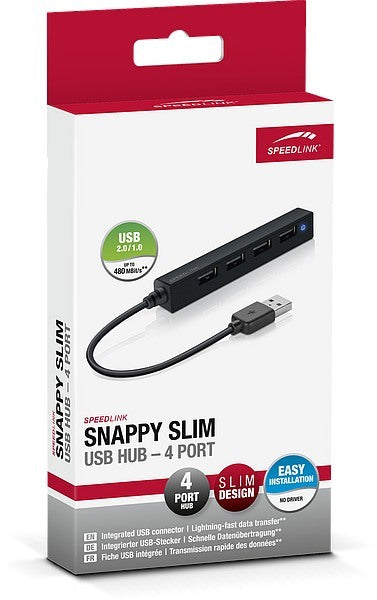 SPEEDLINK SNAPPY SLIM USB HUB 2.0 SL140000B 4-Port black