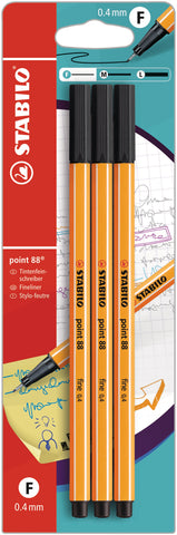 STABILO Fineliner Point 88 108833828 schwarz, 3 Stück