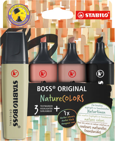 STABILO Boss Leuchtmarker Original 70/4-2-3 Nature Colors 3 + 1 schwarz
