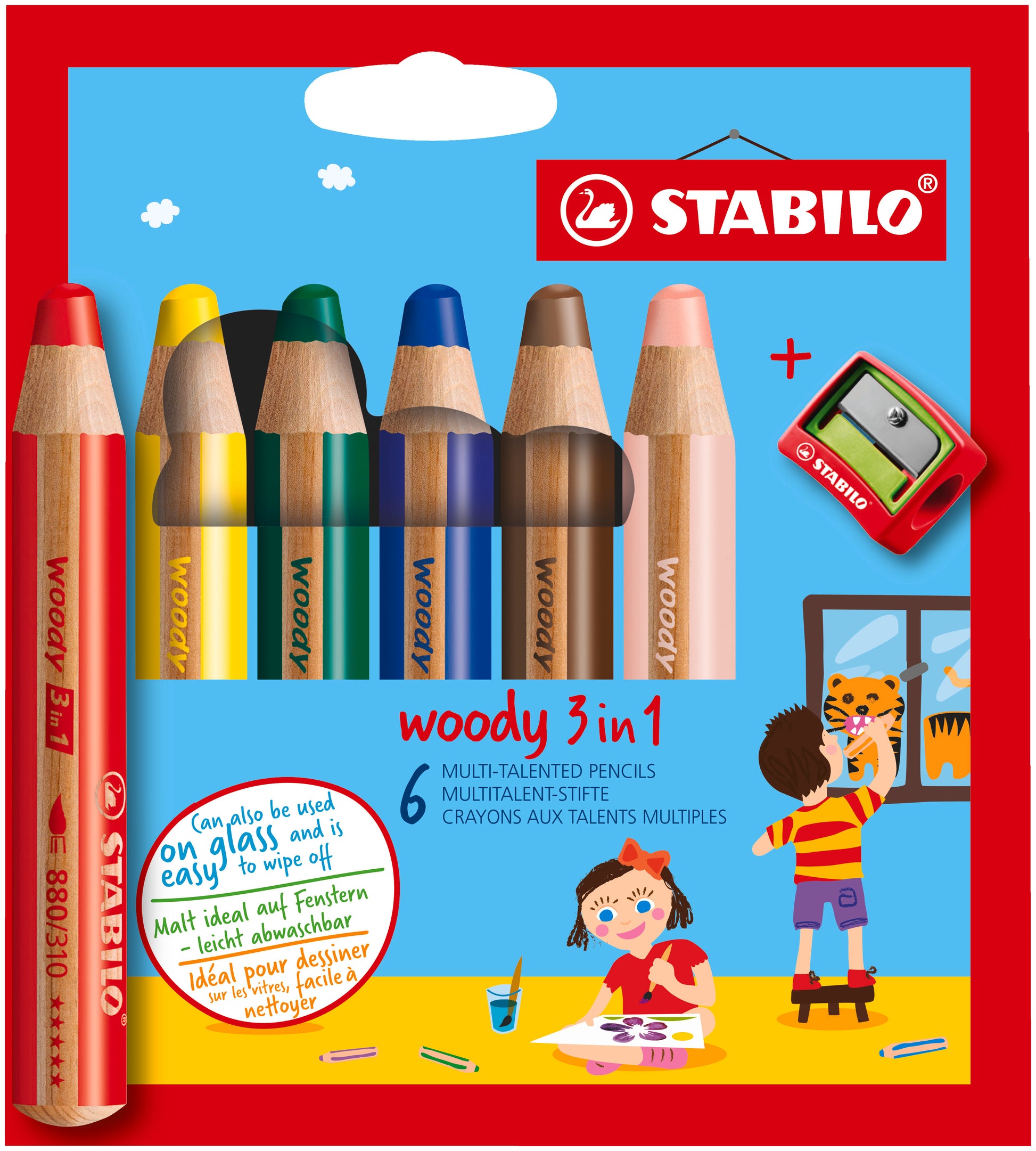 STABILO Farbstifte Woody 3 in 1 8806-2 6 Farben Etui