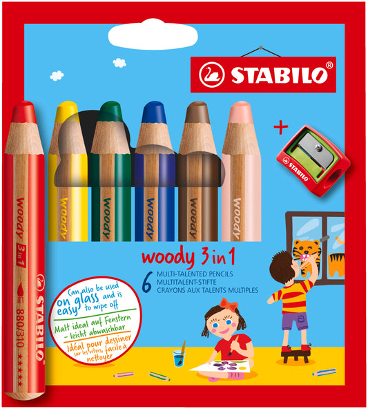 STABILO Farbstifte Woody 3 in 1 8806-2 6 Farben Etui