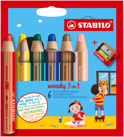 STABILO Farbstifte Woody 3 in 1 8806-2 6 Farben Etui