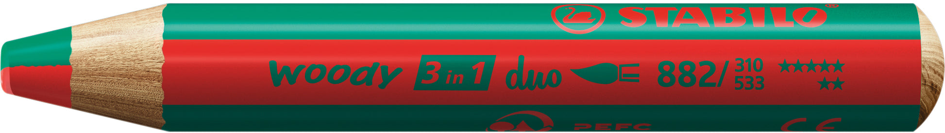 STABILO Farbstift Woody 3 in 1 882/310-533 Duo, rot/dunkelgrün