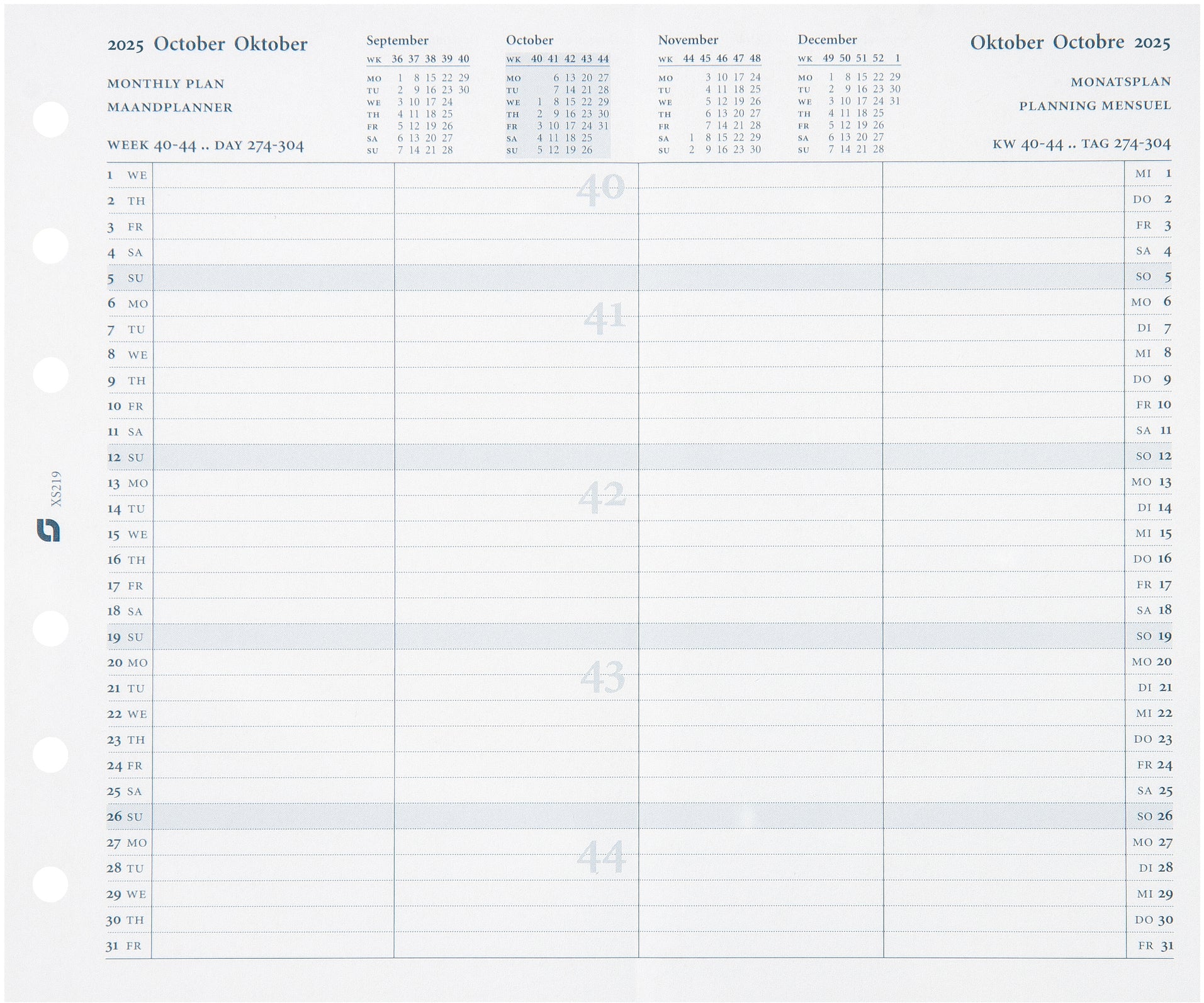 SUCCES Agenda Senior Monatspläne 2025 845219000025 2J 9.5x15cm