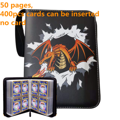 Pokemon Card Case, 50 Pages, Can Insert 400pcs s, Portable, Waterproof, Zipper, Birthday Gift, Game Battle,  Storage,toy