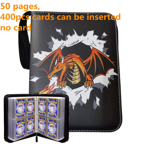 Pokemon Card Case, 50 Pages, Can Insert 400pcs s, Portable, Waterproof, Zipper, Birthday Gift, Game Battle,  Storage,toy