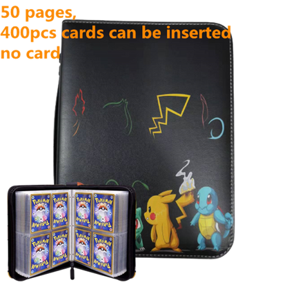 Pokemon Card Case, 50 Pages, Can Insert 400pcs s, Portable, Waterproof, Zipper, Birthday Gift, Game Battle,  Storage,toy