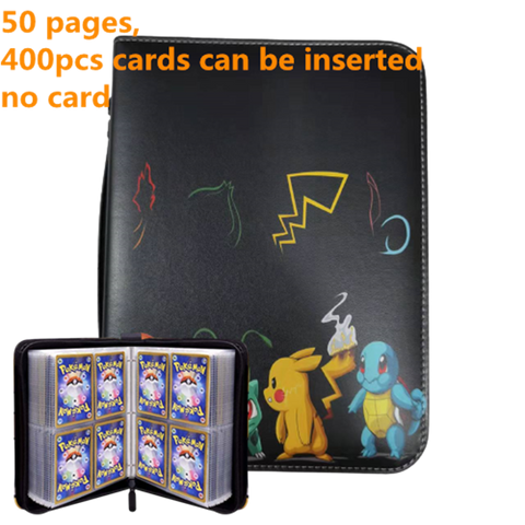 Pokemon Card Case, 50 Pages, Can Insert 400pcs s, Portable, Waterproof, Zipper, Birthday Gift, Game Battle,  Storage,toy