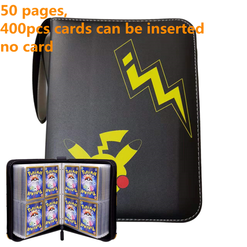 Pokemon Card Case, 50 Pages, Can Insert 400pcs s, Portable, Waterproof, Zipper, Birthday Gift, Game Battle,  Storage,toy