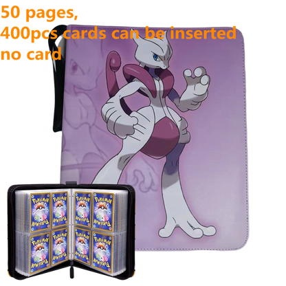 Pokemon Card Case, 50 Pages, Can Insert 400pcs s, Portable, Waterproof, Zipper, Birthday Gift, Game Battle,  Storage,toy