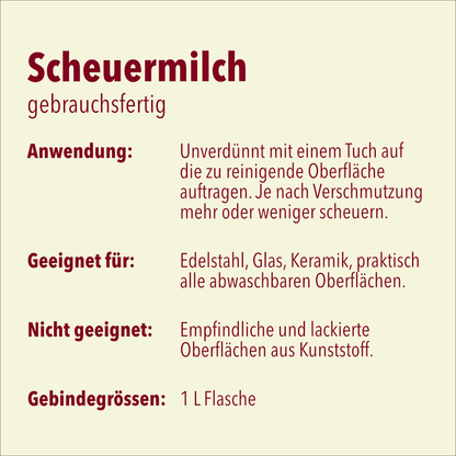 Scheuermilch, sgrassante, Ph 8-9, bottiglia da 1 litro