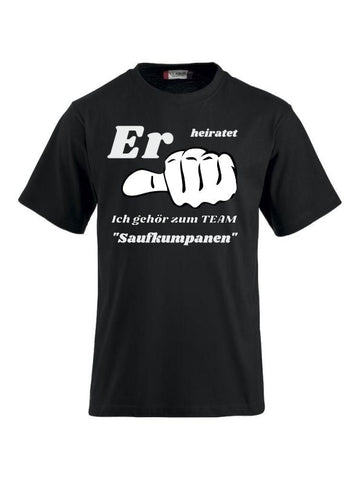 T-Shirts bedrucken Er heiratet ich gehör zum Team