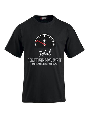 T-Shirts bedrucken mit Spruch - Total unterhopft bringt mir ein neues Glas