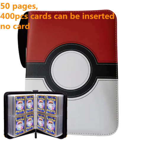 Pokemon Card Case, 50 Pages, Can Insert 400pcs s, Portable, Waterproof, Zipper, Birthday Gift, Game Battle,  Storage,toy