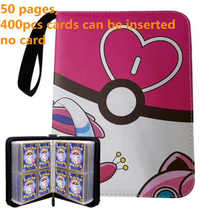Pokemon Card Case, 50 Pages, Can Insert 400pcs s, Portable, Waterproof, Zipper, Birthday Gift, Game Battle,  Storage,toy