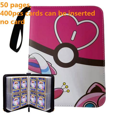 Pokemon Card Case, 50 Pages, Can Insert 400pcs s, Portable, Waterproof, Zipper, Birthday Gift, Game Battle,  Storage,toy