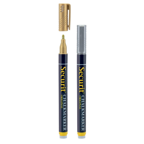 Securit® Kreidemarker, 1-2mm, 2er-Set, Gold & Silber