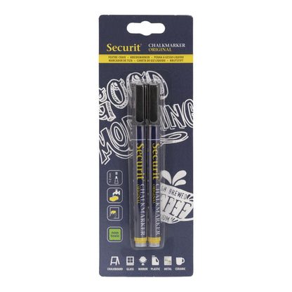 Securit® Kreidemarker, 1-2mm, 2er-Set, Schwarz
