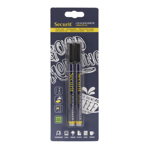 Securit® Kreidemarker, 1-2mm, 2er-Set, Schwarz
