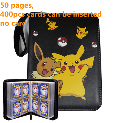 Pokemon Card Case, 50 Pages, Can Insert 400pcs s, Portable, Waterproof, Zipper, Birthday Gift, Game Battle,  Storage,toy