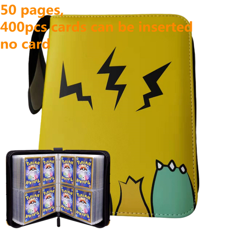 Pokemon Card Case, 50 Pages, Can Insert 400pcs s, Portable, Waterproof, Zipper, Birthday Gift, Game Battle,  Storage,toy