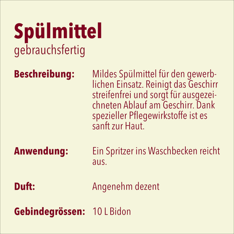 Spülmittel, gelb, ph 6-7, 10 Liter