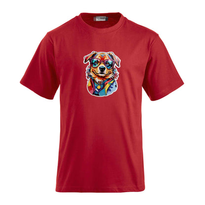 T-Shirt inklusive bedrucktem Motiv eines Hundes mit Brille. Ein individueller Wunschtext kann hinzugefügt werden